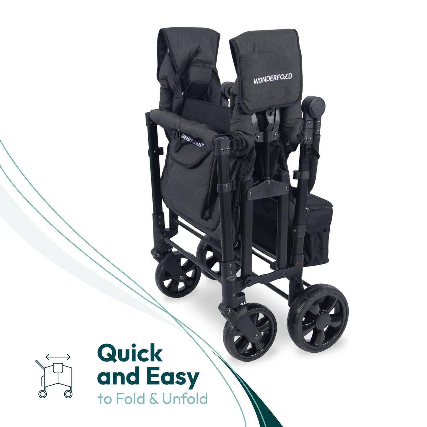 WonderFold W4 Elite Stroller Wagon Volcanic Black