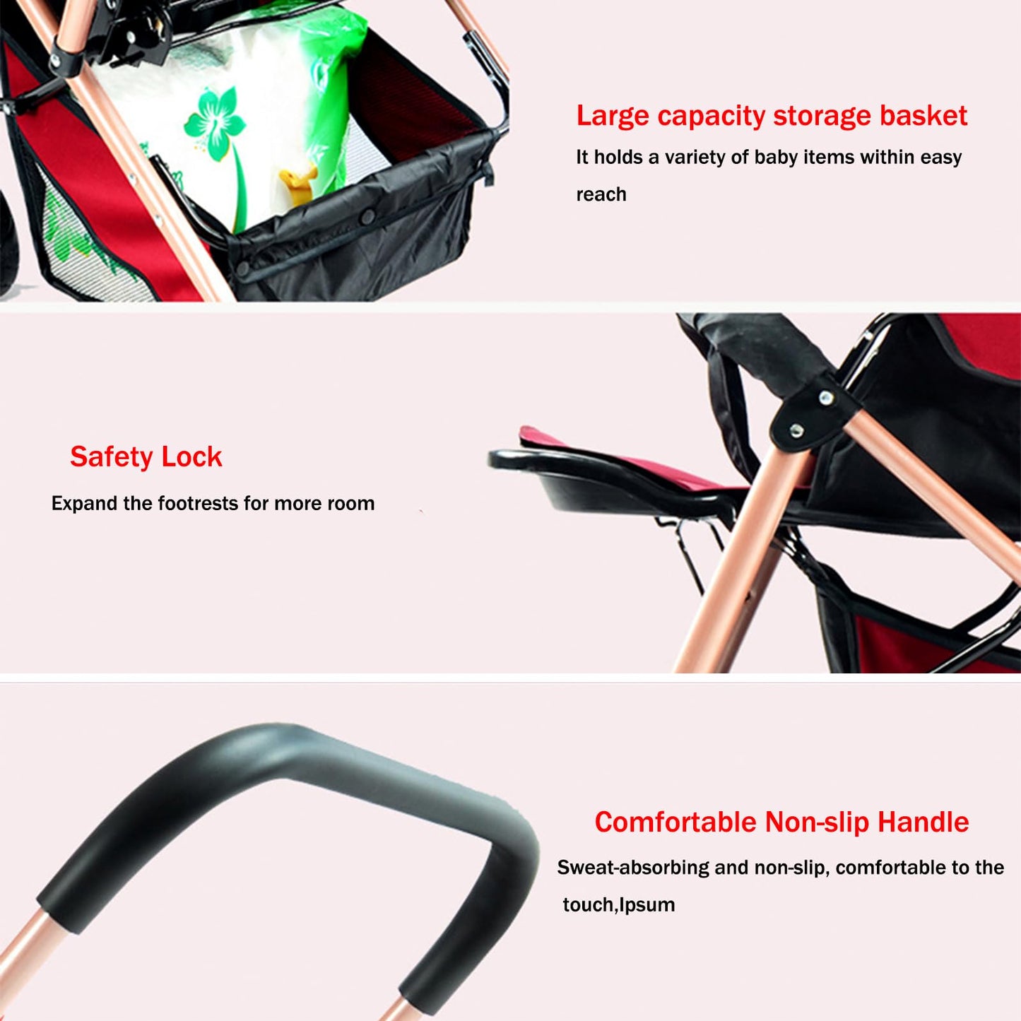 xixi-home Baby Stroller,Lightweight Stroller Foldable Travel Strol ler with Safety Belt and Adjustable Canopy Shopping Basket Lie-Flat Position,for Newborns 0-5 Years (Khaki)