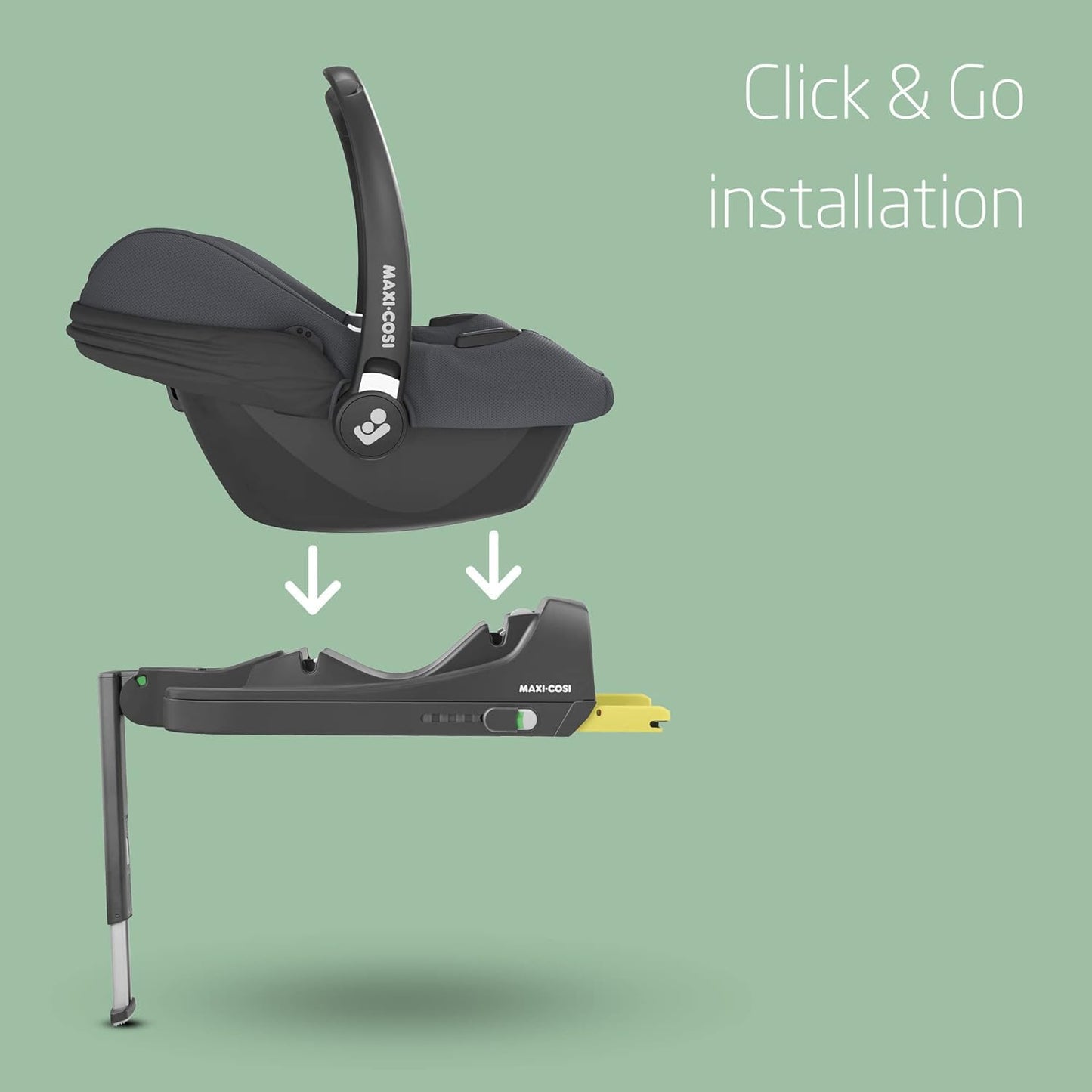 Maxi-Cosi CabrioFix i-Size Baby Car Seat, CabrioFix i-Size ISOFIX Base Bundle - Group 0+ Car Seat, Fits Most Maxi-Cosi Strollers, 0-12 Months, 40-75 cm + CabrioFix i-Size Base, Essential Black