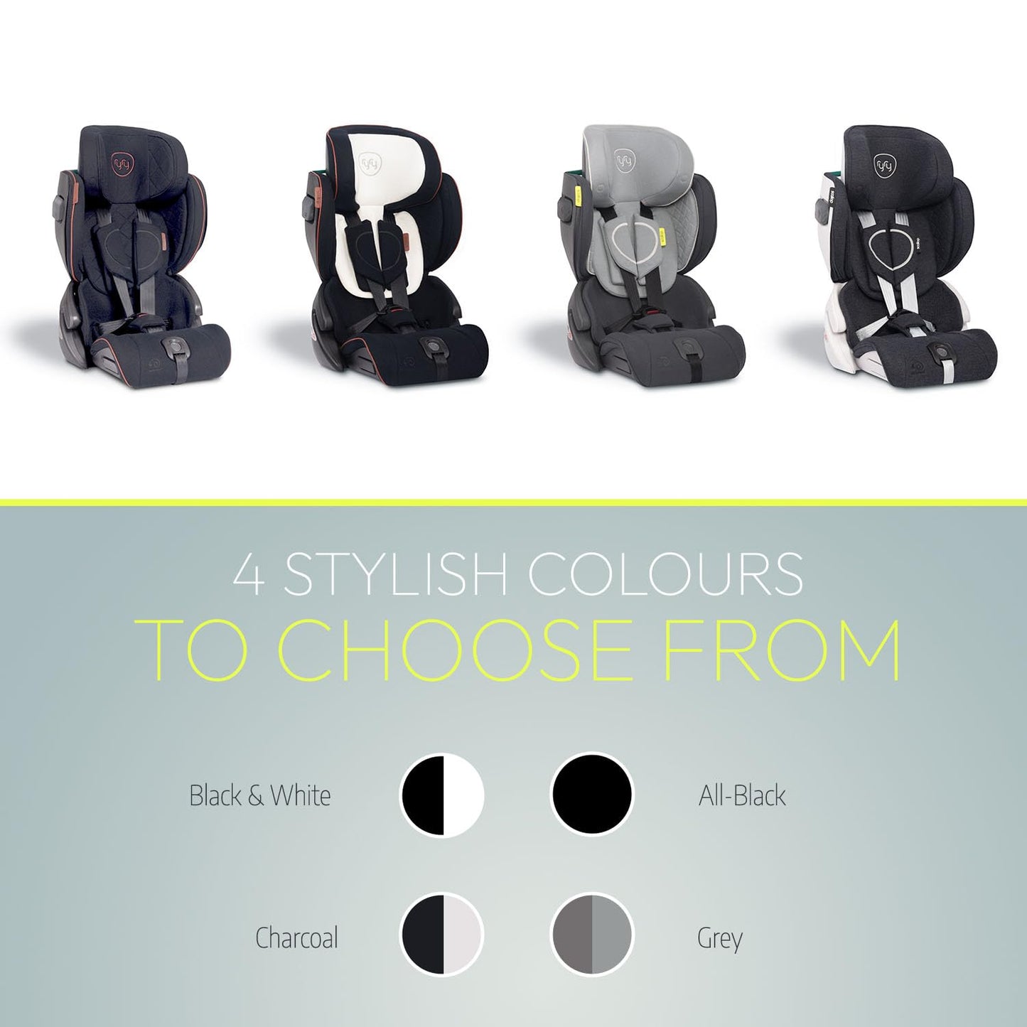 RyRy Scallop Foldable & Compact Toddler Car Seat with Travel Bag – Isofix/Top Tether/Seat Belt Fittings – 4 Color Options – for Kids 15 Months+ – Premium British Design