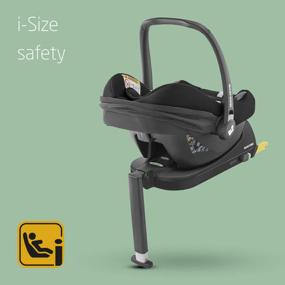 Maxi-Cosi CabrioFix i-Size Baby Car Seat, CabrioFix i-Size ISOFIX Base Bundle - Group 0+ Car Seat, Fits Most Maxi-Cosi Strollers, 0-12 Months, 40-75 cm + CabrioFix i-Size Base, Essential Black