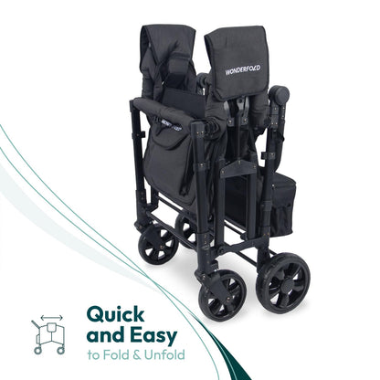 WonderFold W4 Elite Stroller Wagon Volcanic Black