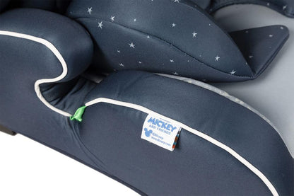 Disney Mickey Mouse Car Seat with ISOFIX Attachment for Child Safety with Height from 30 to 59 Inches with Mickey Mouse, Minnie, Donald, Pluto and Goofy Graphics on Blue Background