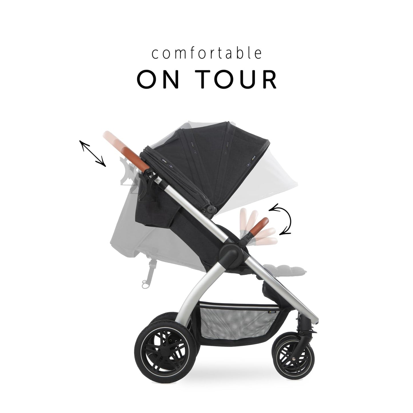 hauck Uptown, Melange Black - Pushchair with Large Seat, Rubber Wheels, Suspension Raincover & Cup Holder, Height-Adjustable, Easy & Compact Folding, Fully Reclining from Birth up to 22 kg