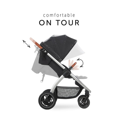 hauck Uptown, Melange Black - Pushchair with Large Seat, Rubber Wheels, Suspension Raincover & Cup Holder, Height-Adjustable, Easy & Compact Folding, Fully Reclining from Birth up to 22 kg