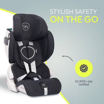 RyRy Scallop Foldable & Compact Toddler Car Seat with Travel Bag – Isofix/Top Tether/Seat Belt Fittings – 4 Color Options – for Kids 15 Months+ – Premium British Design