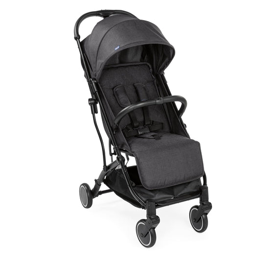 Chicco Trolley Me Lightweight Stroller Pushchair from Birth to 15 kg, Reclining and Folding Buggy with Trolley Function, Compact Closure, Rain Cover and Extendable Canopy - Grey