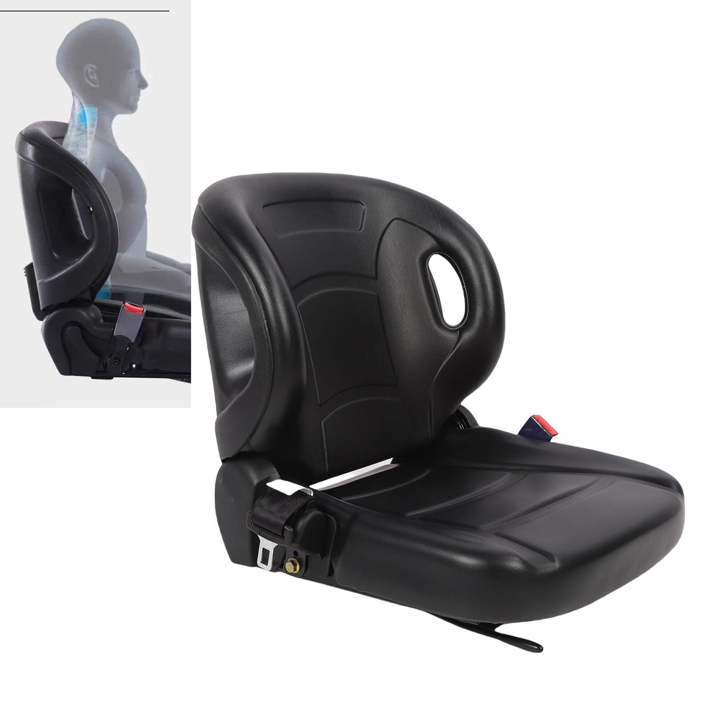 Hiraith 70-110° Adjustable Ergonomic Forklift Seats, Universal Tractor Seats with Safety Belt, G Sensor & Premium PVC Leather, Fits All Forklifts