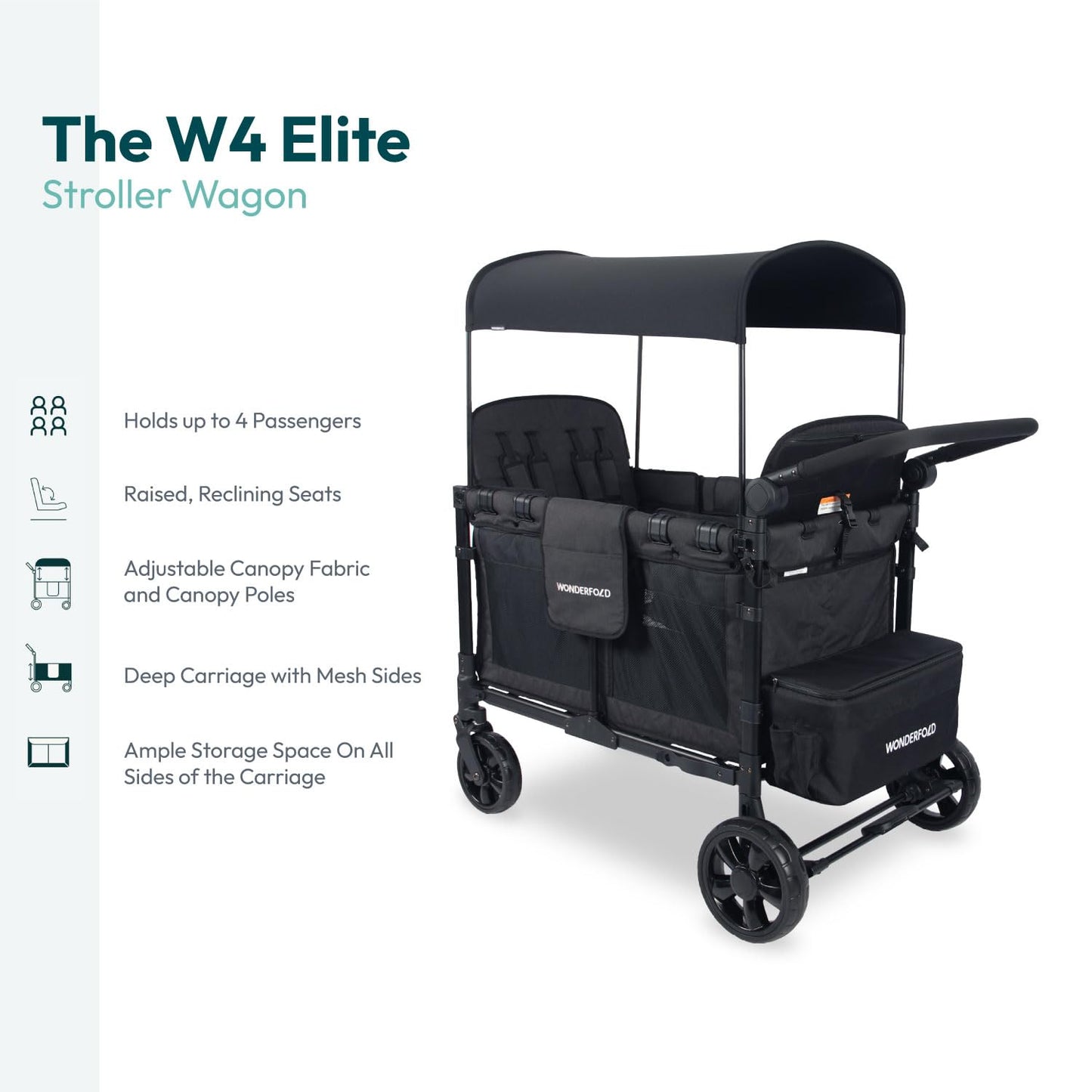 WonderFold W4 Elite Stroller Wagon Volcanic Black