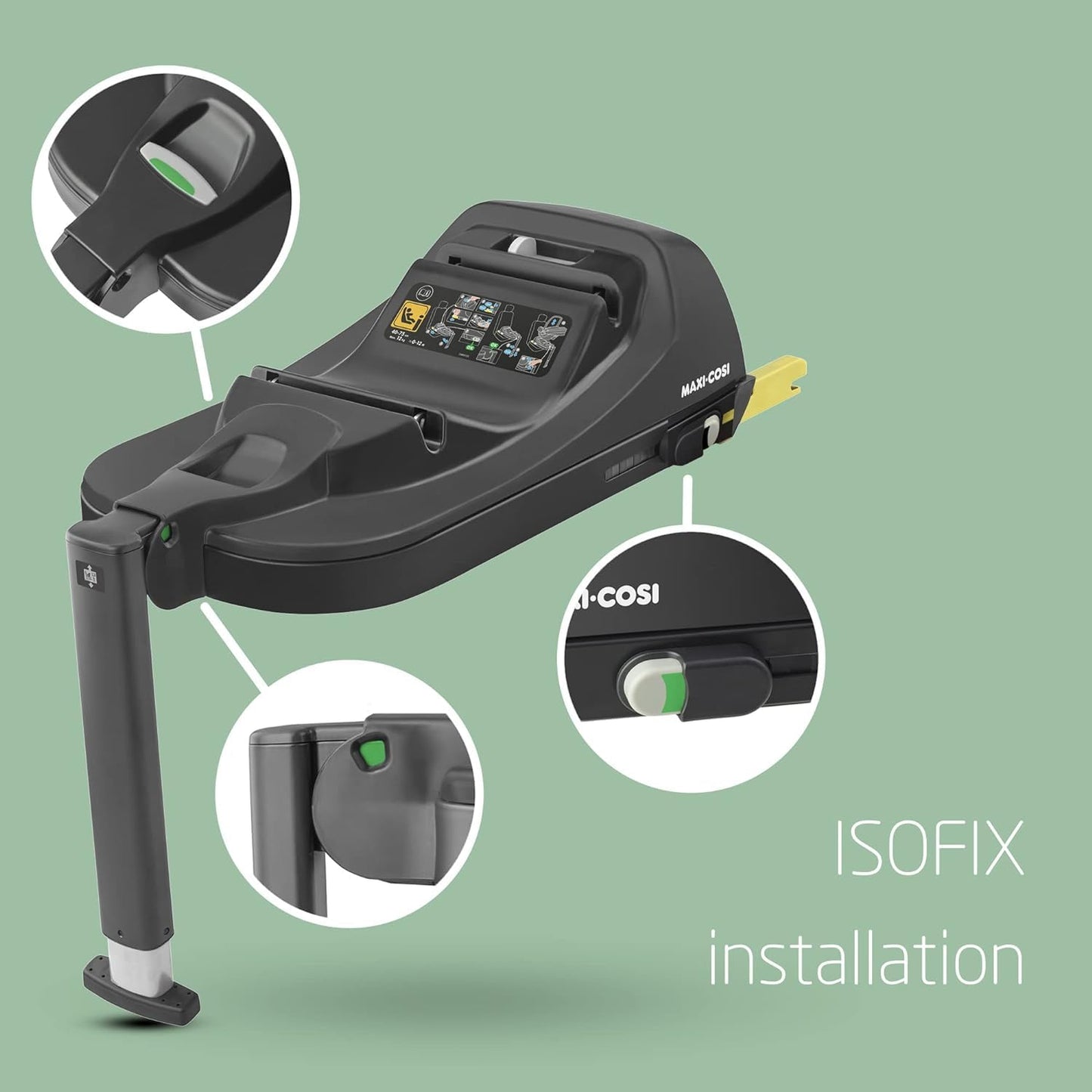 Maxi-Cosi CabrioFix i-Size Baby Car Seat, CabrioFix i-Size ISOFIX Base Bundle - Group 0+ Car Seat, Fits Most Maxi-Cosi Strollers, 0-12 Months, 40-75 cm + CabrioFix i-Size Base, Essential Black