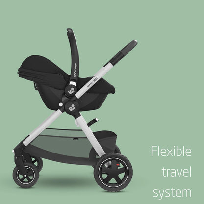 Maxi-Cosi CabrioFix i-Size Baby Car Seat, CabrioFix i-Size ISOFIX Base Bundle - Group 0+ Car Seat, Fits Most Maxi-Cosi Strollers, 0-12 Months, 40-75 cm + CabrioFix i-Size Base, Essential Black