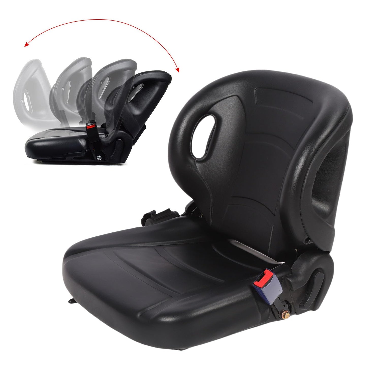 Hiraith 70-110° Adjustable Ergonomic Forklift Seats, Universal Tractor Seats with Safety Belt, G Sensor & Premium PVC Leather, Fits All Forklifts