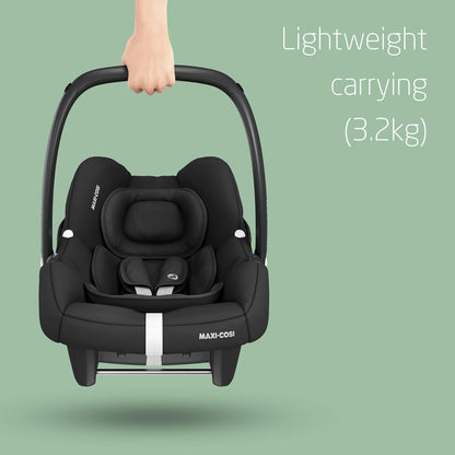 Maxi-Cosi CabrioFix i-Size Baby Car Seat, CabrioFix i-Size ISOFIX Base Bundle - Group 0+ Car Seat, Fits Most Maxi-Cosi Strollers, 0-12 Months, 40-75 cm + CabrioFix i-Size Base, Essential Black