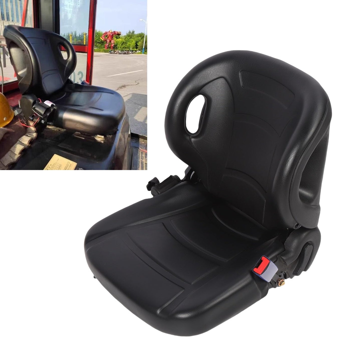 Hiraith 70-110° Adjustable Ergonomic Forklift Seats, Universal Tractor Seats with Safety Belt, G Sensor & Premium PVC Leather, Fits All Forklifts
