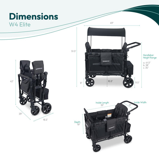 WonderFold W4 Elite Stroller Wagon Volcanic Black
