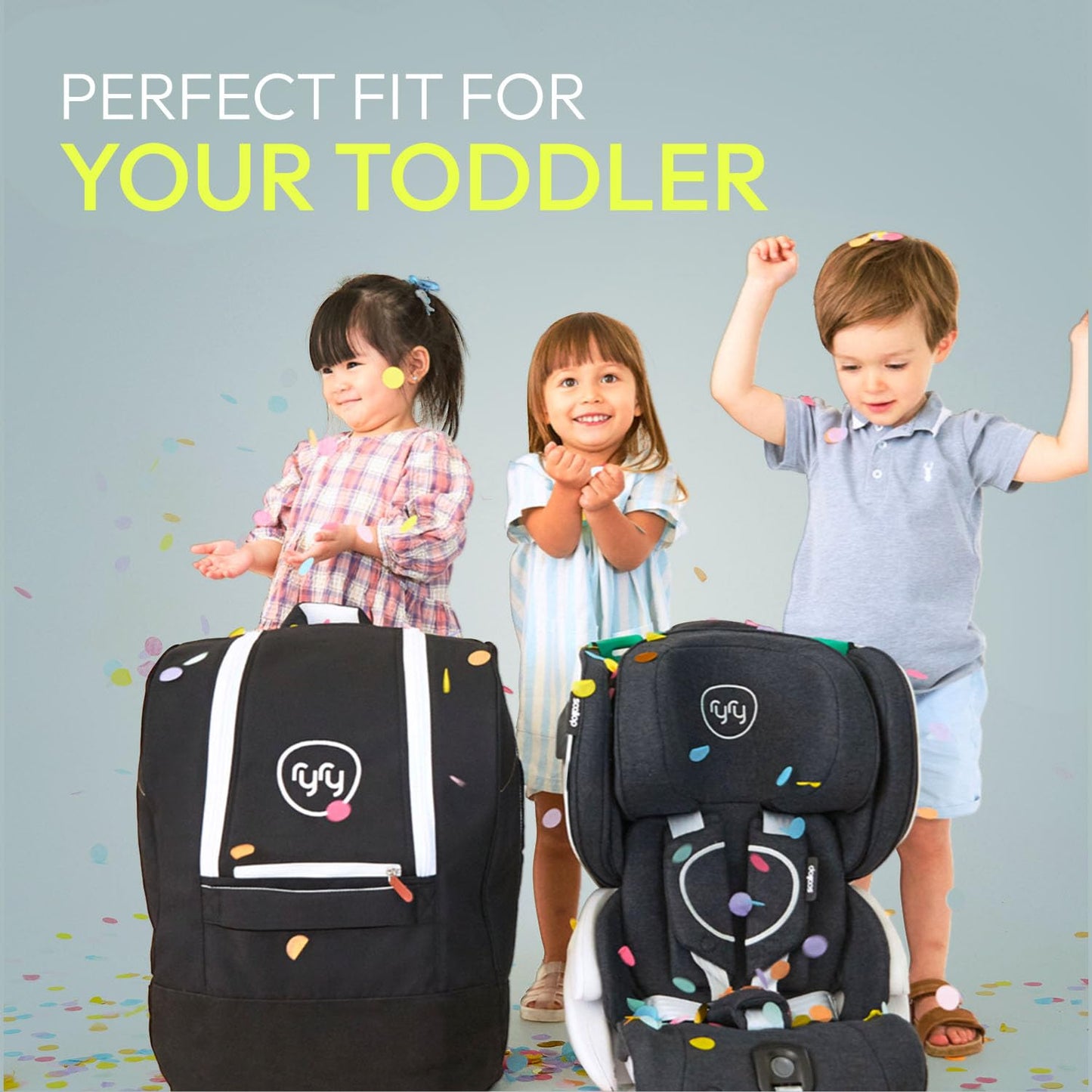 RyRy Scallop Foldable & Compact Toddler Car Seat with Travel Bag – Isofix/Top Tether/Seat Belt Fittings – 4 Color Options – for Kids 15 Months+ – Premium British Design