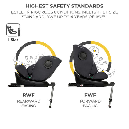 Kinderkraft I-360 Baby Car Seat, I-Size 40-150 cm, 0 to 36 kg, Gray