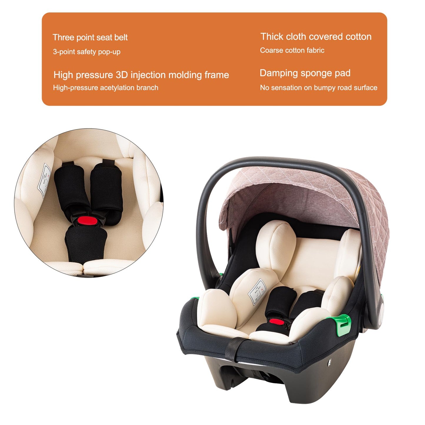 Shineey 3 in 1 Baby Stroller with Height Adjustable Handle,3 in 1 Prams Travel System, Lightweight Foldable Pushchair, Prams with Aluminum Frame for Portable Baby Carriage