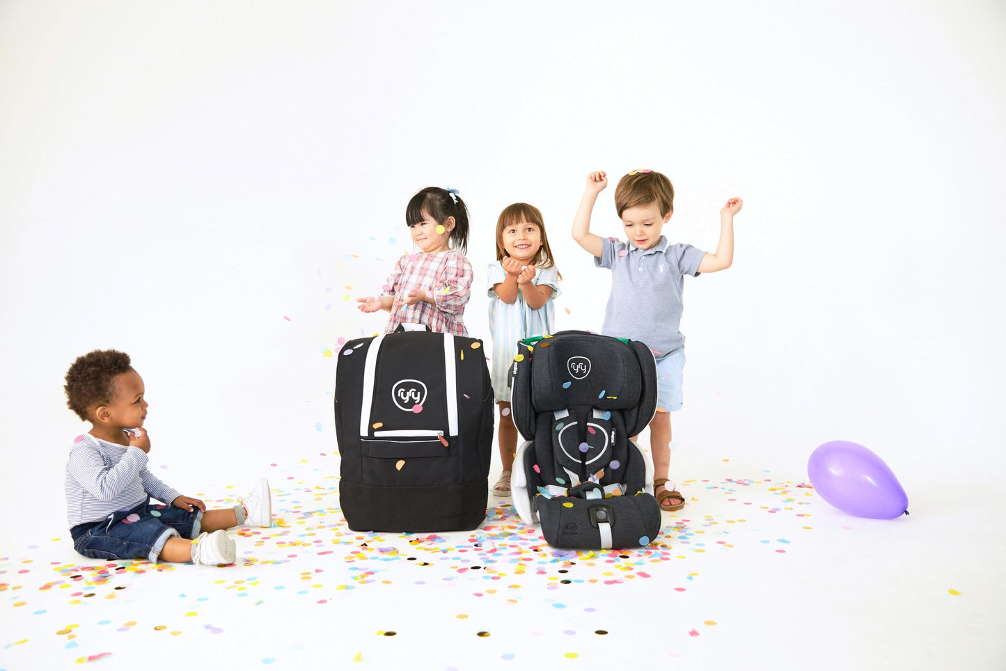 RyRy Scallop Foldable & Compact Toddler Car Seat with Travel Bag – Isofix/Top Tether/Seat Belt Fittings – 4 Color Options – for Kids 15 Months+ – Premium British Design