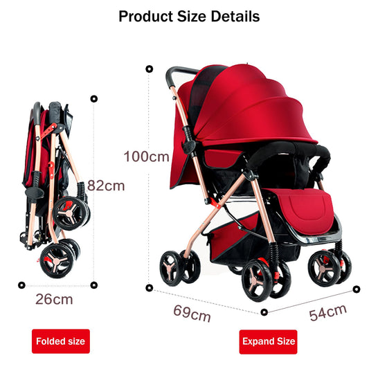 xixi-home Baby Stroller,Lightweight Stroller Foldable Travel Strol ler with Safety Belt and Adjustable Canopy Shopping Basket Lie-Flat Position,for Newborns 0-5 Years (Khaki)