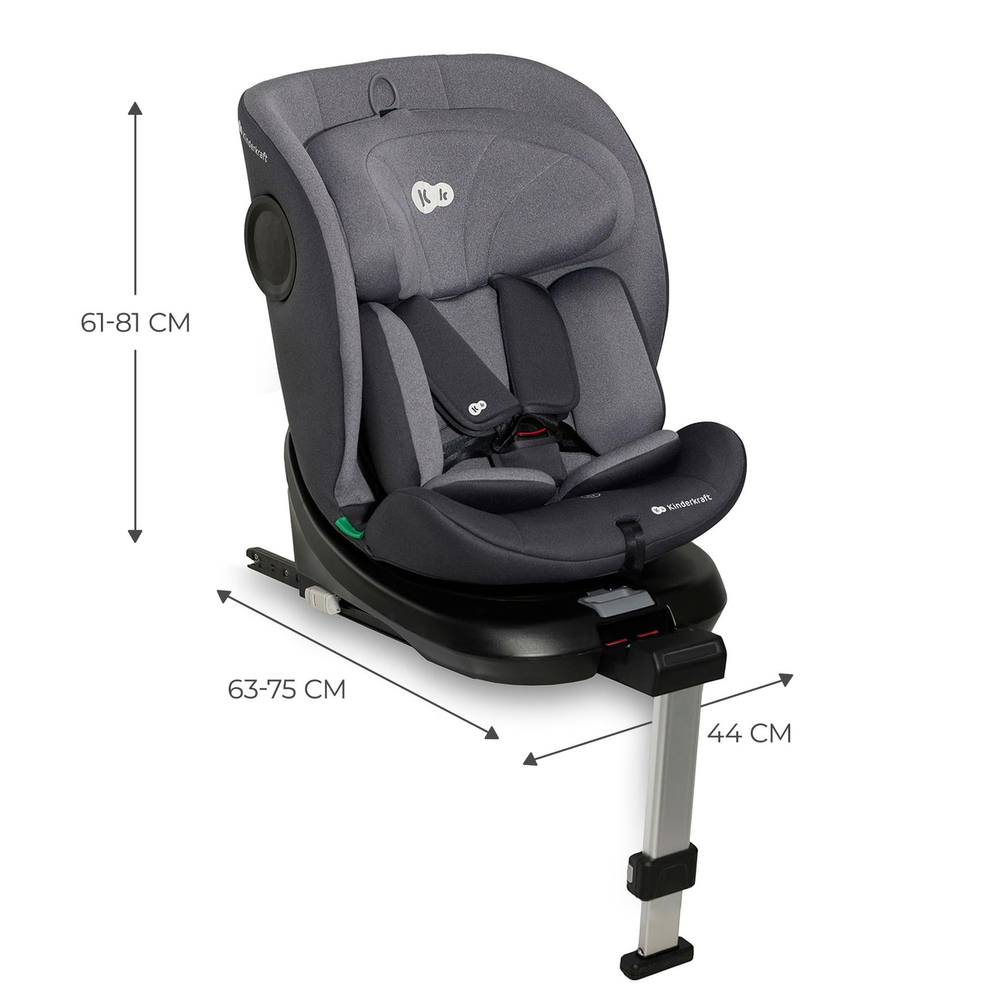 Kinderkraft I-360 Baby Car Seat, I-Size 40-150 cm, 0 to 36 kg, Gray
