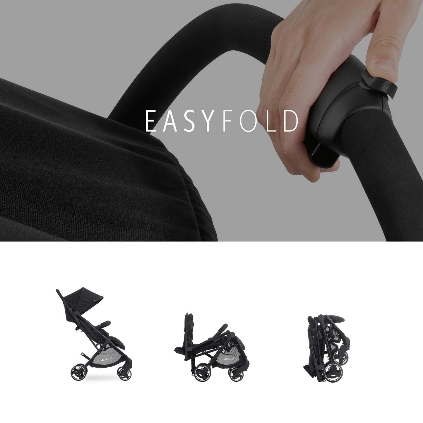 hauck Swift X Duo, Black - Twin Pushchair with Raincover, Side by Side Double Stroller (only 75 cm wide), Compact & One Hand Folding, Lie-Flat Position