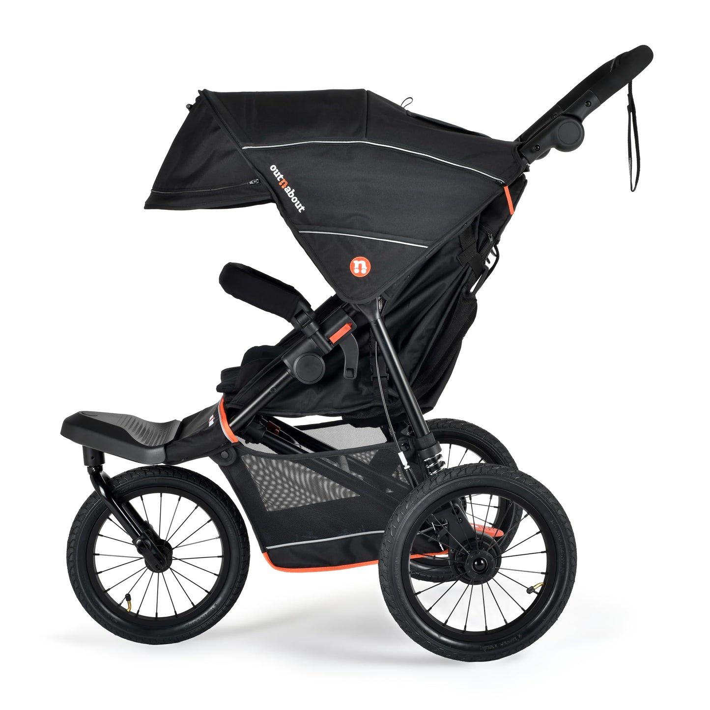 Out’n’About Nipper V6 Plus Pushchair with Raincover | Lightweight All-Terrain Buggy with 14” Wheels, Handlebar Brake & Compact Fold | Running Certified Stroller for Newborn to Toddler - Summit Black