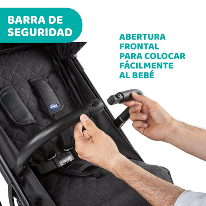 Chicco Trolley Me Lightweight Stroller Pushchair from Birth to 15 kg, Reclining and Folding Buggy with Trolley Function, Compact Closure, Rain Cover and Extendable Canopy - Grey
