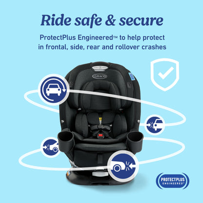 Graco Turn2Me 3-in-1 Rotating Convertible Car Seat, Rear to Forward Facing & Highback Booster, Easy Installation, Brighton