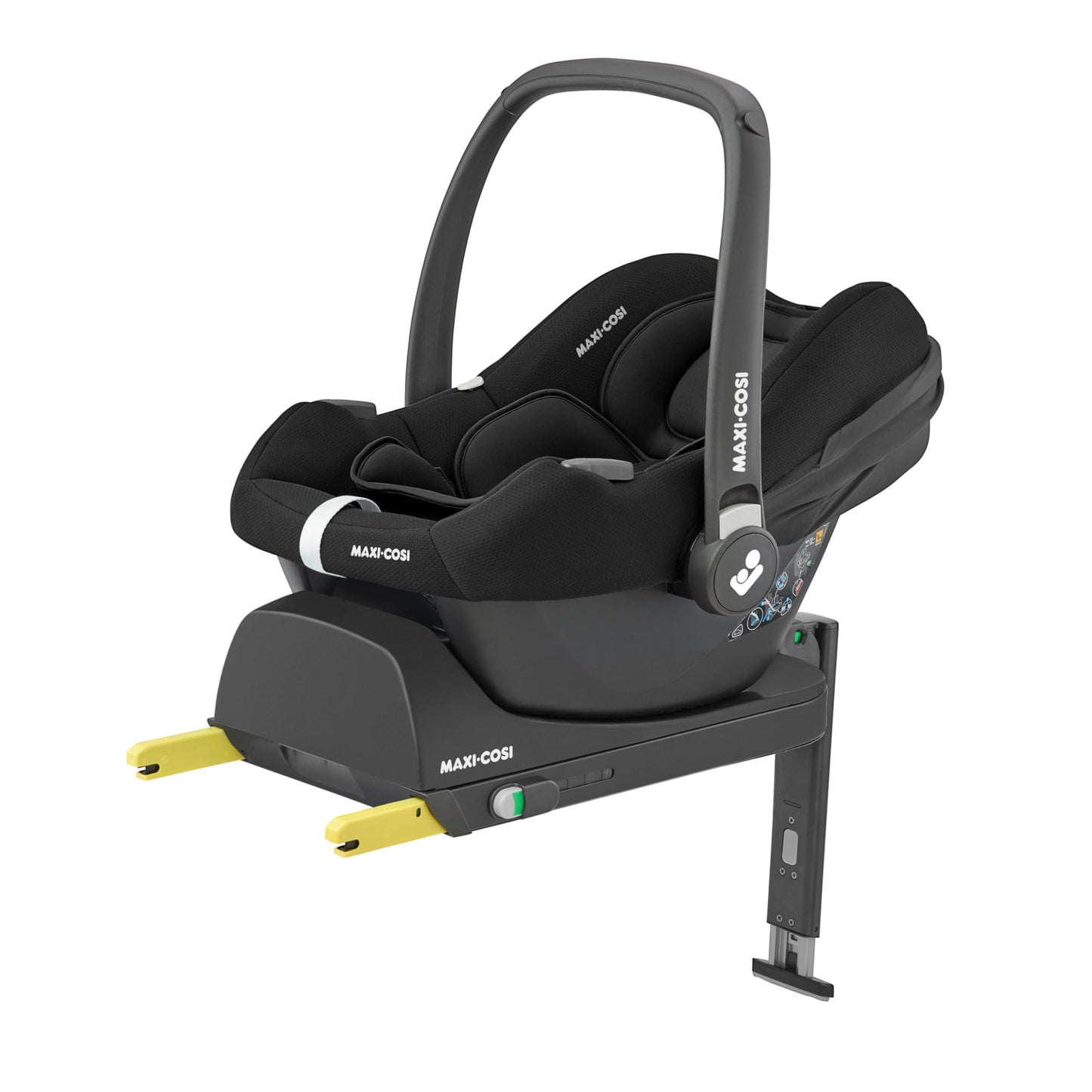 Maxi-Cosi CabrioFix i-Size Baby Car Seat, CabrioFix i-Size ISOFIX Base Bundle - Group 0+ Car Seat, Fits Most Maxi-Cosi Strollers, 0-12 Months, 40-75 cm + CabrioFix i-Size Base, Essential Black