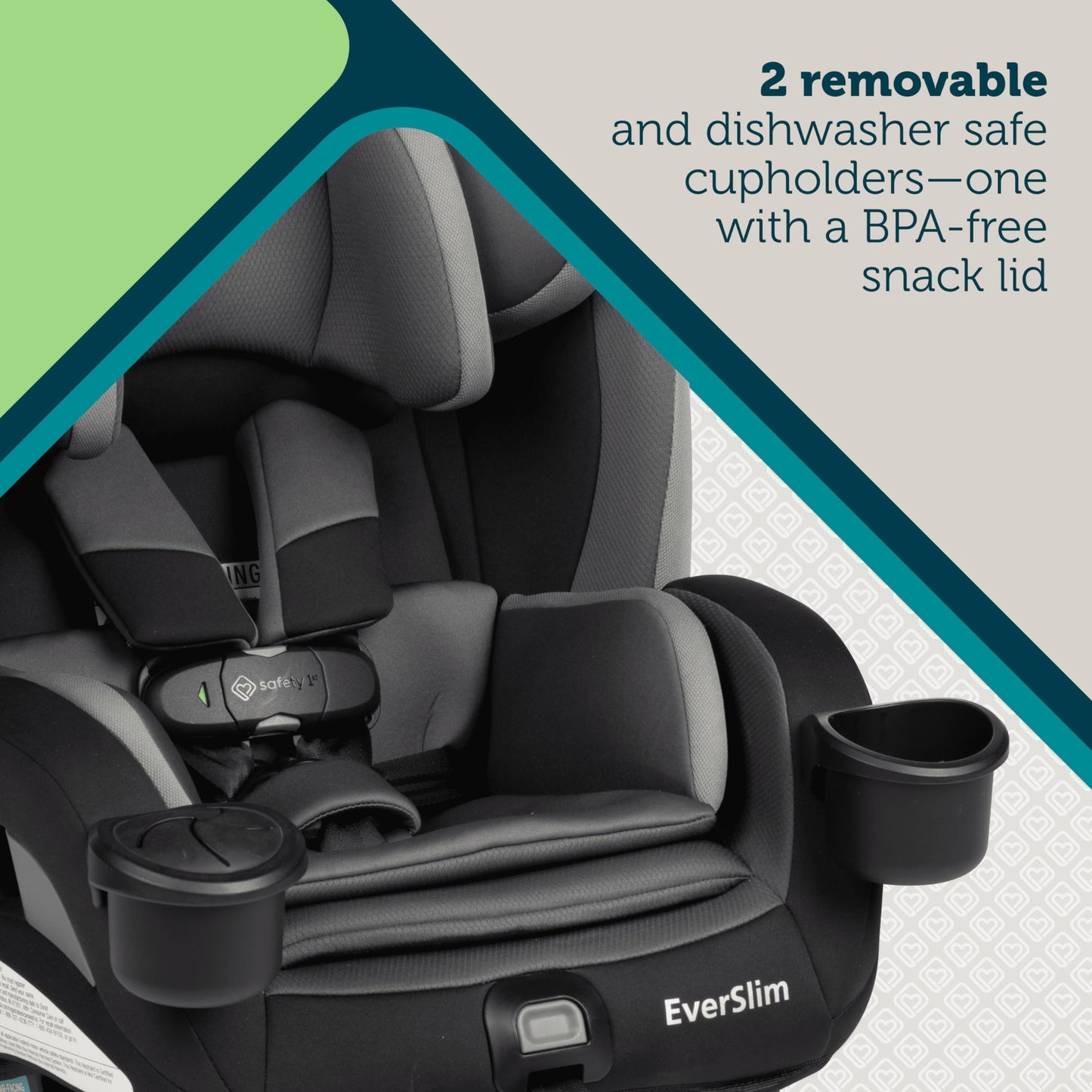 Safety 1st Everslim DLX All-in-One Convertible Car Seat, 4 Modes of use: Rear-Facing, Forward-Facing (22–65 lbs), Belt-Positioning Booster (40–100 lbs), Backless Booster (40–100 lbs), Dunes Edge
