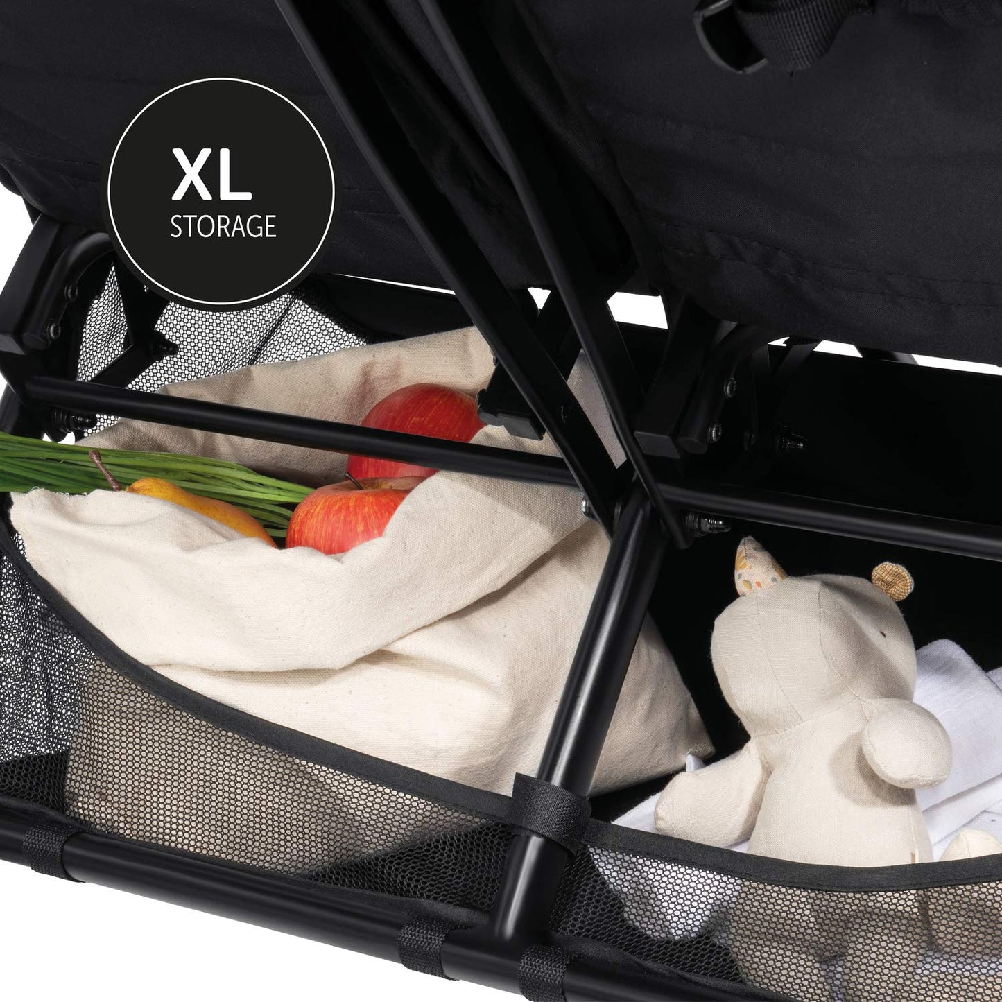 hauck Swift X Duo, Black - Twin Pushchair with Raincover, Side by Side Double Stroller (only 75 cm wide), Compact & One Hand Folding, Lie-Flat Position