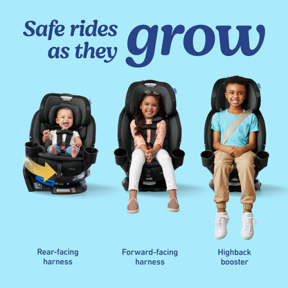 Graco Turn2Me 3-in-1 Rotating Convertible Car Seat, Rear to Forward Facing & Highback Booster, Easy Installation, Brighton