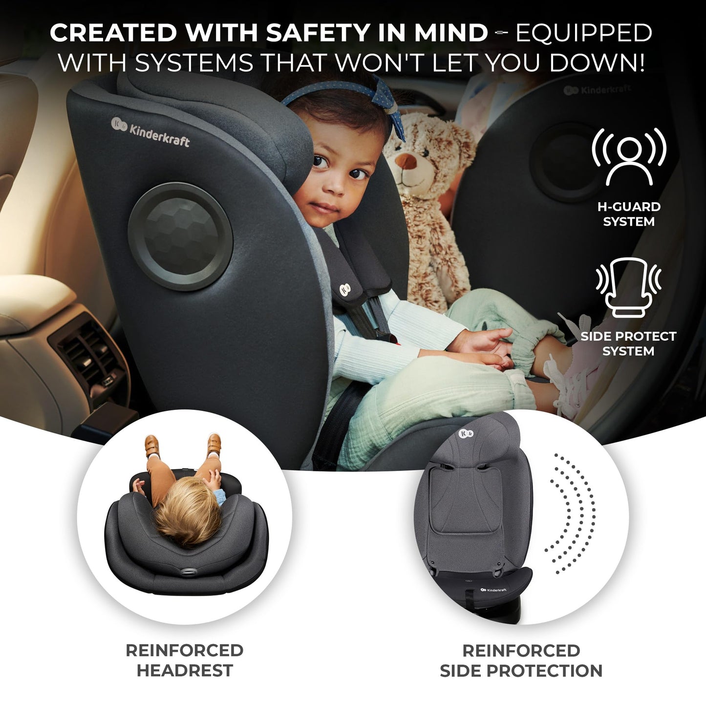 Kinderkraft I-360 Baby Car Seat, I-Size 40-150 cm, 0 to 36 kg, Gray