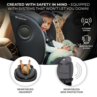 Kinderkraft I-360 Baby Car Seat, I-Size 40-150 cm, 0 to 36 kg, Gray