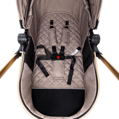 Shineey 3 in 1 Baby Stroller with Height Adjustable Handle,3 in 1 Prams Travel System, Lightweight Foldable Pushchair, Prams with Aluminum Frame for Portable Baby Carriage