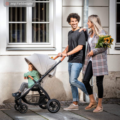 hauck Uptown, Melange Black - Pushchair with Large Seat, Rubber Wheels, Suspension Raincover & Cup Holder, Height-Adjustable, Easy & Compact Folding, Fully Reclining from Birth up to 22 kg