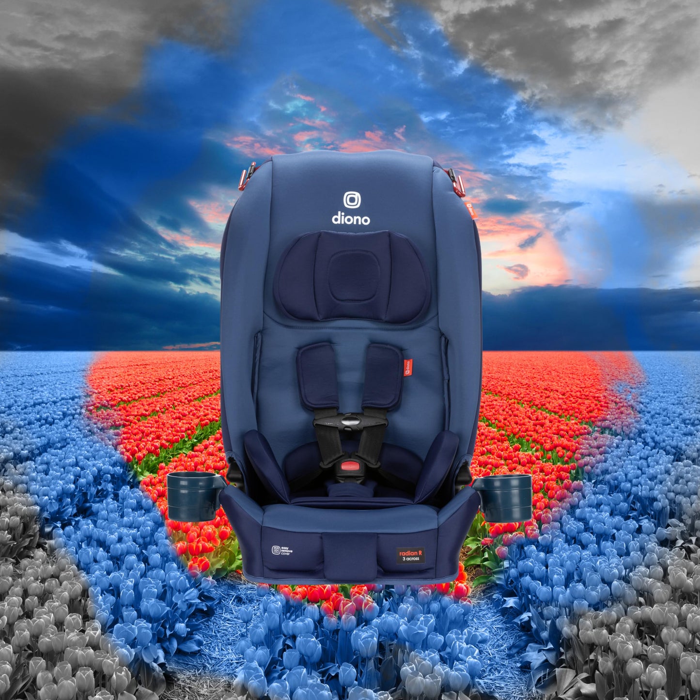 Diono Radian 3R, All-in-One Convertible Car Seat, Rear and Forward Facing, 10 Years 1 Car Seat, Slim Fit 3 Across, Blue Surge